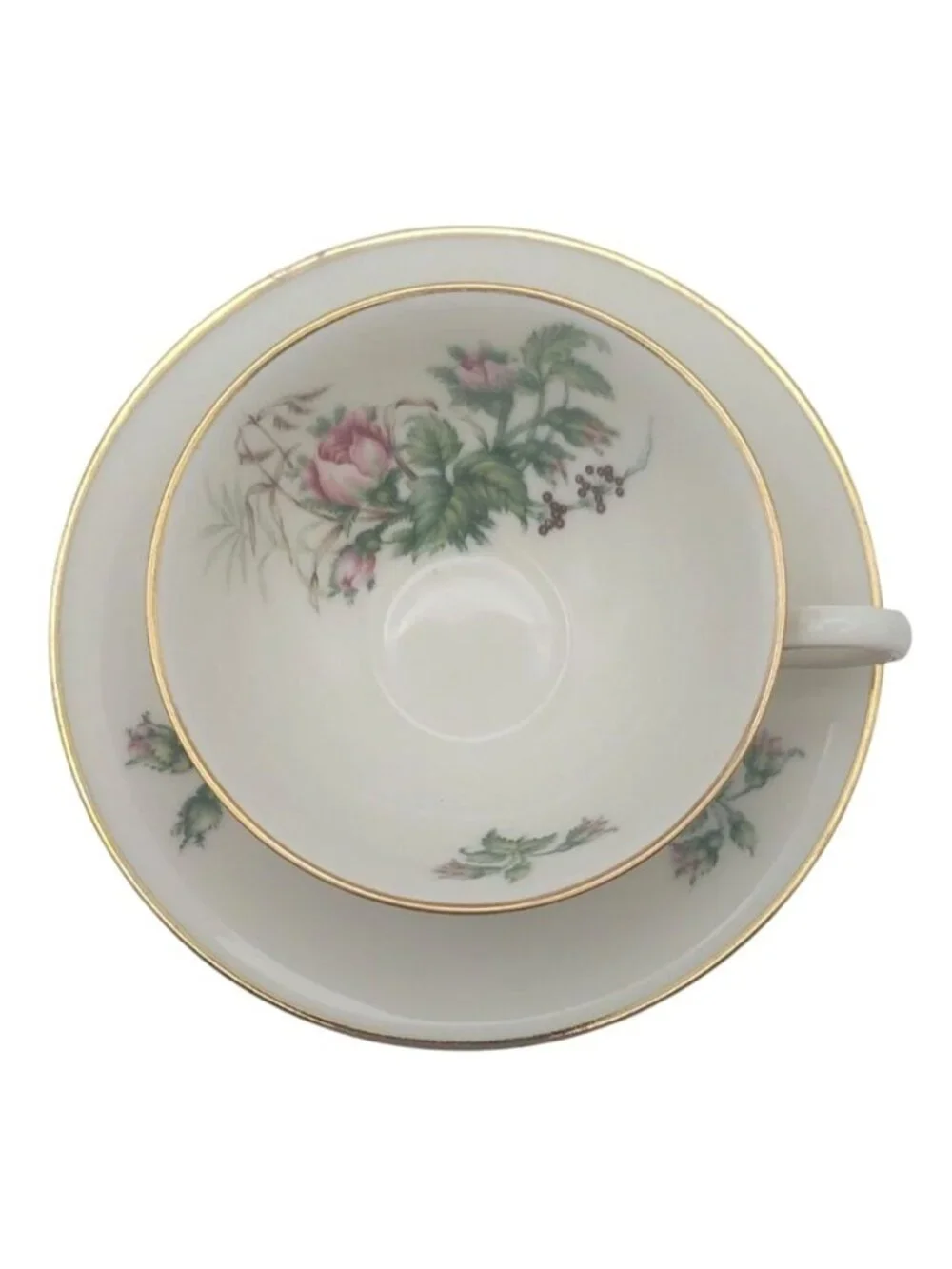 Heinrich H&C Teacup Saucer Porcelain Floral Selb Bavaria Germany MCM Vintage